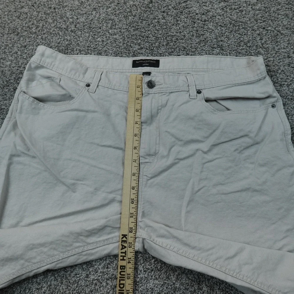 Banana Republic Pants Mens 38X32 Gray Linen Straight Chino Trouser Flat Front